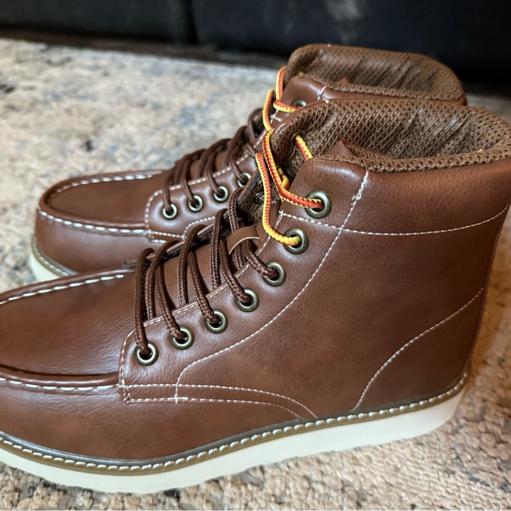 Portland Leather Brown Moc-Toe Boots with Rugged Design
